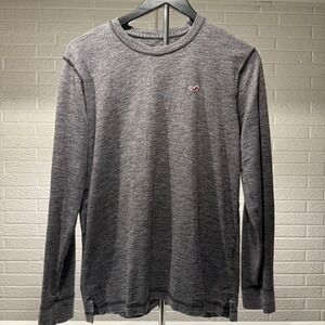 Hollister Mens Long Sleeve Crew Neck Heather Gray Casual Top